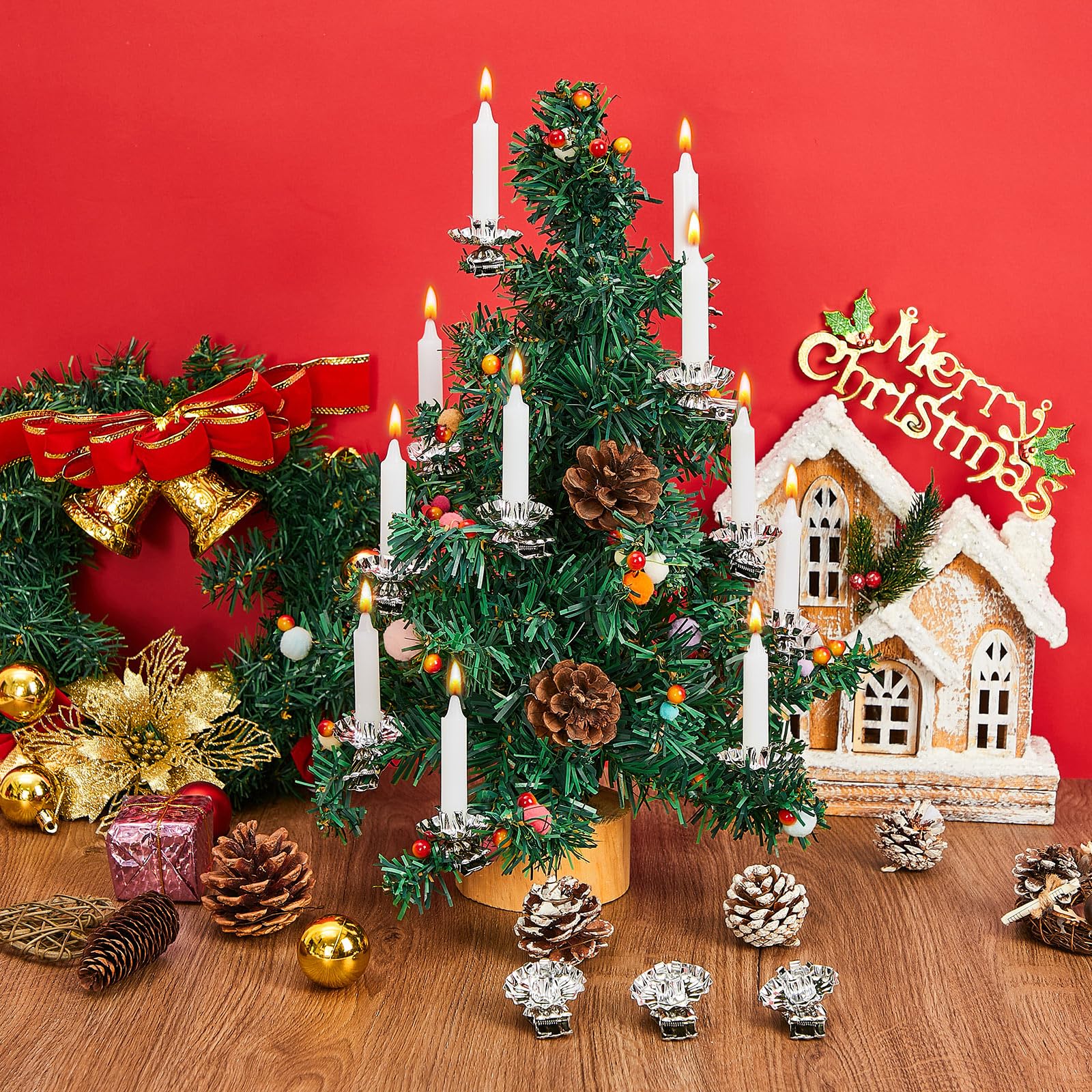 Amazon.com: 40 Pcs Christmas Metal Candle Holder with Clip Set 20